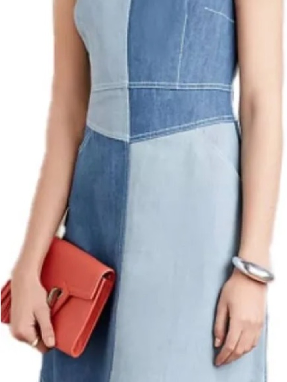 HOLDING HORSES Two-Tone Blue Denim Midi Dress - Picture 4 of 4